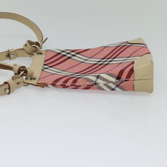 BURBERRY Nova Check Blue Label Shoulder Bag Canvas 2way Pink Silver Auth BD1626 - Picture 4 of 16